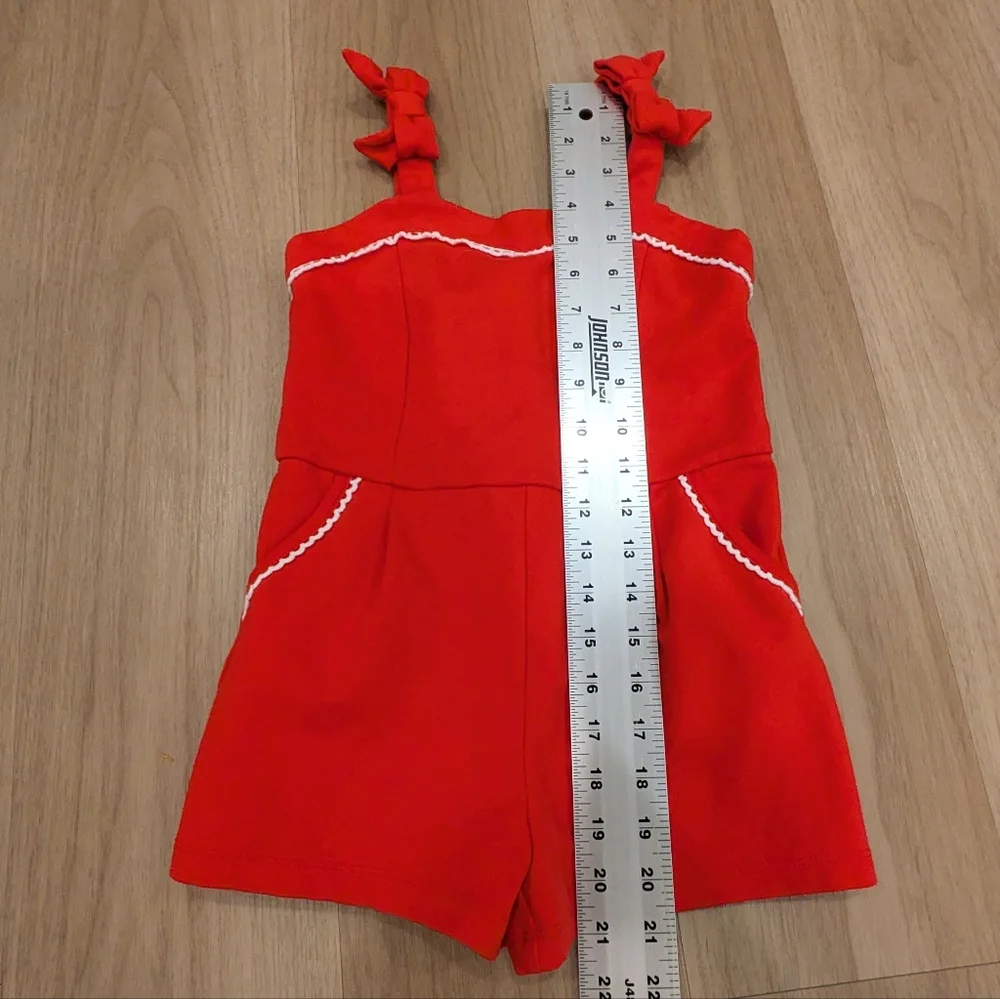 Janie And Jack Adorable Red Romper With White Frills Size 5